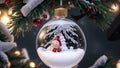 Snow globe with Santa Claus and Christmas tree on bokeh background Royalty Free Stock Photo