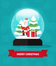 Snow globe santa claus gift, new year trees, Merry Christmas Royalty Free Stock Photo