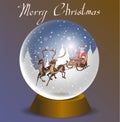 Snow globe with Santa Claus on reindeer. Vector Royalty Free Stock Photo