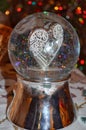 Sparkly heart snow globe