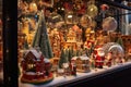 snow globe stall with a variety of christmas scenes