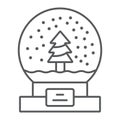 Snow globe thin line icon, christmas and new year, glass sphere sign, vector graphics, a linear pattern on a white Royalty Free Stock Photo