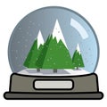 Snow globe with three Christmas trees