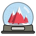 Snow globe with three Christmas trees