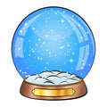 Snow Globe Vector cartoon design. Xmas Empty Snow Globe Ball. Winter Christmas Design Element. Glass Sphere Dome On A Stand. Royalty Free Stock Photo