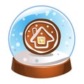 Snow globe with a winter house inside isolated on white background. Christmas magic ball. Snowglobe illustration. Winter in Royalty Free Stock Photo