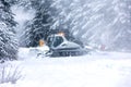 Snow groomer ratrack machine, ski slope