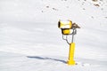 Snow guns in a winter mountain resort, preparing ski way
