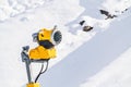 Snow guns in a winter mountain resort. Ski way preparing