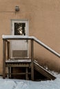 Snow Covered Wooden Stairs To The Old Door Royalty Free Stock Photo