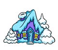 Snow house fairy tale architecture blue ice Christmas trees cartoon illustration Royalty Free Stock Photo