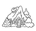 Snow house fairy tale architecture blue ice Christmas trees cartoon illustration coloring page Royalty Free Stock Photo