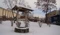 Snow and ice on a ancient water well. Erzurum, in Turkey Royalty Free Stock Photo