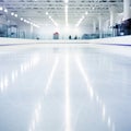 Snow and ice background. Empty ice rink. Sport arena empty field - stadium