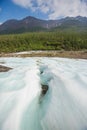 Snow and ice on the banks of the river Hoisey. Putorana Plateau, Taimyr