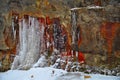 Snow and ice on canyon wall