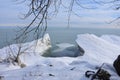 Snow and Ice Covered Shores on the Great Lakes Coast Royalty Free Stock Photo