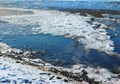 A snow and ice covered Troon Shore, South Ayrshire, Scotland