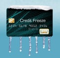 Snow and ice on a credit card illustrate the theme of putting a freeze on your credit report. Royalty Free Stock Photo