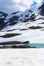 Snow, ice, glacier water and mountain top in Norway