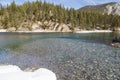 Snow and ice malting Bow River Banff Alberta Canada