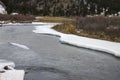 Snow and Ice melting on the river Royalty Free Stock Photo