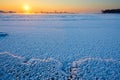 The snow and ice on the river sunrise Royalty Free Stock Photo