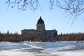 Snow ice waves Wascana Lake Saskatchewan Legislature