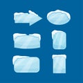 Snow icicle banner set vector illustration isolated on blue background.