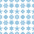 Snow icon or snowflake logo seamless pattern on white background Royalty Free Stock Photo