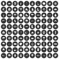 100 snow icons set black circle Royalty Free Stock Photo