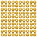 100 snow icons set gold