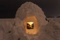 Snow igloo on the frozen sea on a background of the night Royalty Free Stock Photo