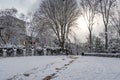 Snow in istanbul. Winter landscape from macka democracy and public park in winter season.