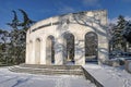 Snow in istanbul. Winter landscape from macka democracy and public park in winter season.