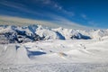 snow jumps in the snow Park in Les arcs Royalty Free Stock Photo