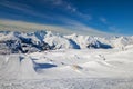 snow jumps in the snow Park in Les arcs