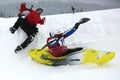 Snow kayak accident Royalty Free Stock Photo