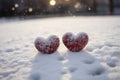 Snow kissed hearts, a romantic gesture in the winter wonderland