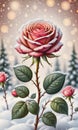 Snow-Kissed Roses: Blurry Bokeh and Sparkling Details Amidst Blooming Beauty