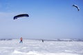 Snow kiters on the ice of the Kama Reservoir