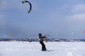 Snow kiters on the ice of the Kama Reservoir