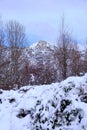 Snow in La Pedriza, view of El Yelmo snowy