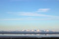 Snow on Lake District hills across Morecambe Bay Royalty Free Stock Photo