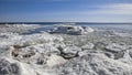 Snow at the Lake Superior shoreline Royalty Free Stock Photo