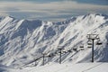 Snow landscape with cableway