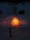 Snow Lantern on front lawn