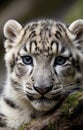 Snow leopard cub close up portrait Royalty Free Stock Photo