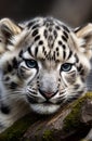 Snow leopard cub close up portrait Royalty Free Stock Photo