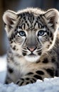 Snow leopard cub close up portrait Royalty Free Stock Photo